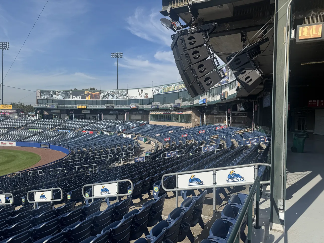 View across the stadium seating from the concourse